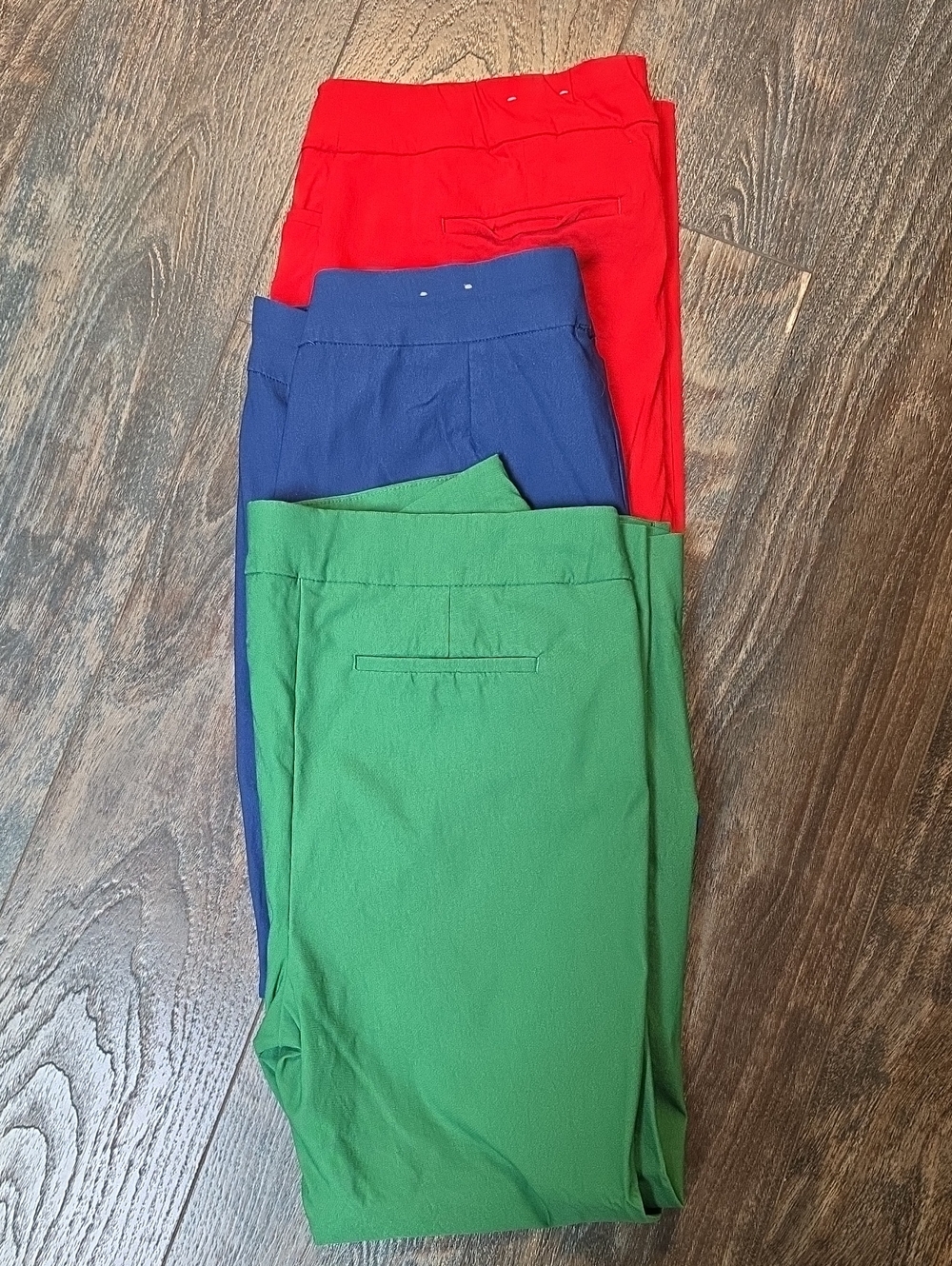 Chico's Ankle Pants Trio in Red, Blue & Green